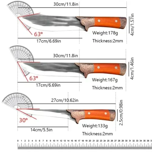 Professional Stainless Steel Kitchen Knife Set - Boning, Meat Cutter, & Grill Knife with Non-Slip Handle