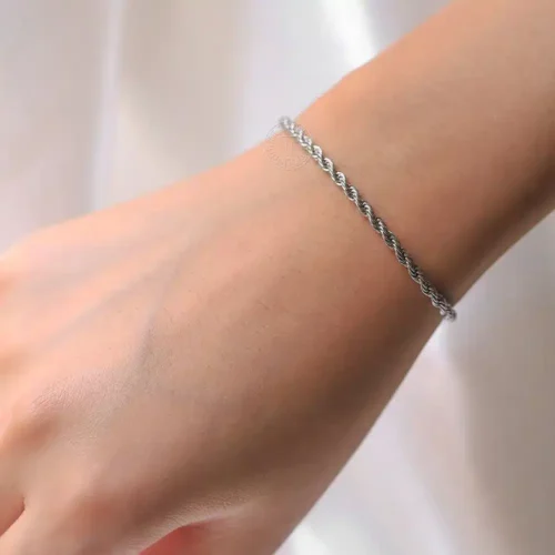 Stainless Steel Bangles-Twisted Rope Chain Bracelets