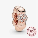 New Rose Gold Flower Charm Beads in 925 Sterling Silver - Elegant Jewelry Accents for Personalized Bracelets & Necklaces