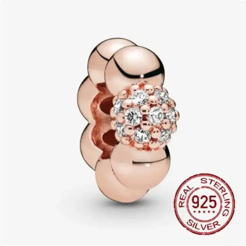 Gorgeous Rose Gold Flower Charm Beads – 925 Sterling Silver Jewelry Accents for Bracelets & Necklaces