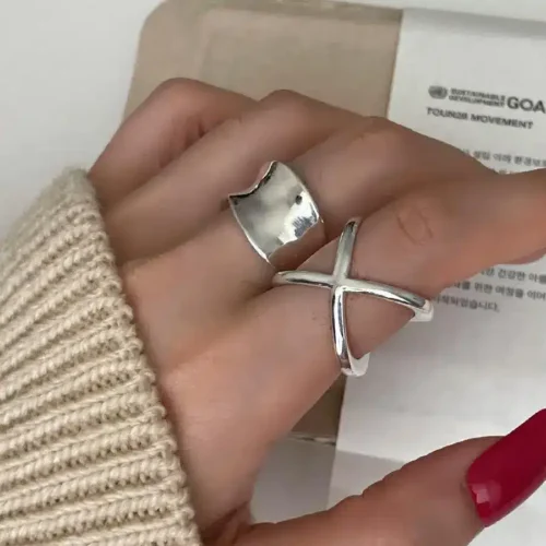Stunning Overlapping Hollowed-Out Ring – 925 Sterling Silver Trendy Jewelry for Women