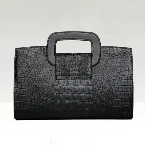 Luxury Alligator Pattern Clutch - Elegant Small Leather Shoulder or Top-Handheld Bag