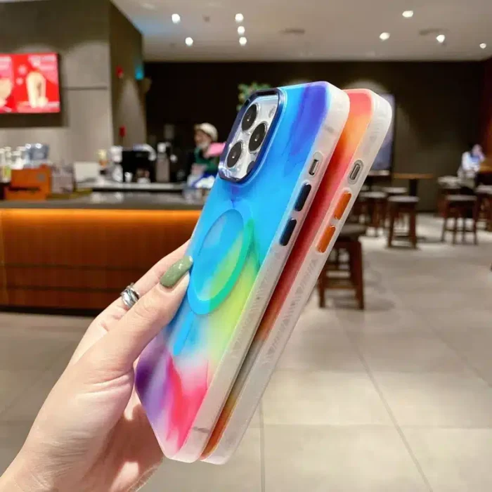 Dazzling Colors Pattern Magsafe Wireless Charging Phone Case: Luxury Protection for iPhone 11, 12, 13, 14, and 15 Pro Max Plus