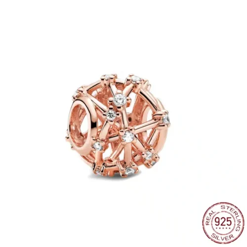 Gorgeous Rose Gold Flower Charm Beads – 925 Sterling Silver Jewelry Accents for Bracelets & Necklaces