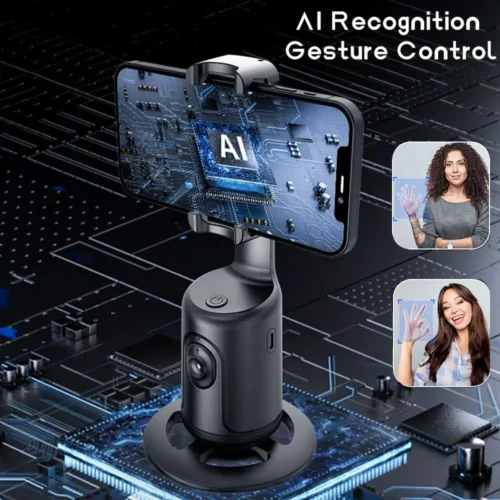 AI Smart Auto Face Tracking Gimbal Stabilizer, 360° Handheld Selfie Stick Tripod for Smartphones