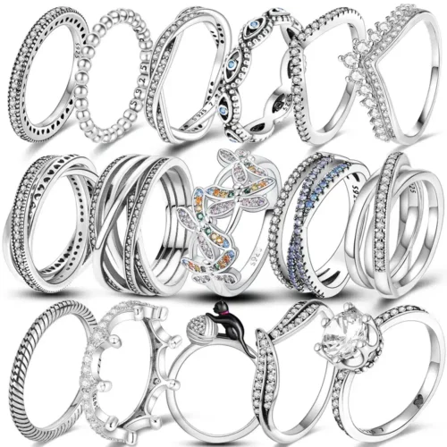 Exquisite 925 Sterling Silver Butterfly Ring – Geometric Round Shape Zircon Jewelry for Women