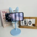 Add a Touch of Cuteness to Your Desk with this Adjustable Pink Rabbit Cartoon Phone Holder – Perfect for iPhone 13, 14, Samsung, and More!