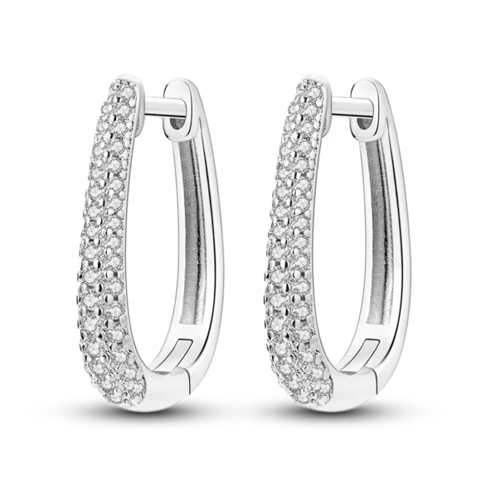 Genuine 925 Sterling Silver Love Feather Hoop Earrings – Compatible with Original Charms | Elegant Stud Jewelry Gifts for Women & Girls