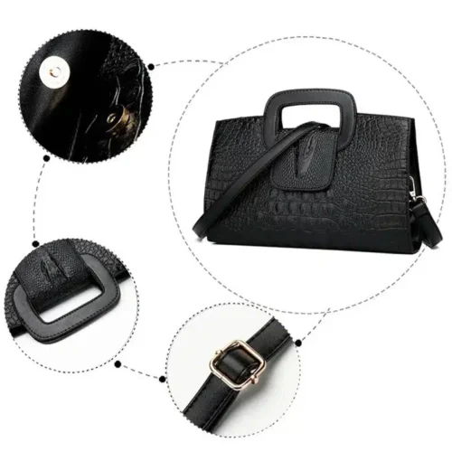 Luxury Alligator Pattern Clutch - Elegant Small Leather Shoulder or Top-Handheld Bag