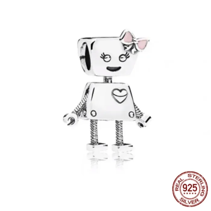 Friendship Robot & Bella Bot Punk Band Dangle Charm – 925 Sterling Silver Bead Compatible with Original Bracelets | Fine Jewelry Collection