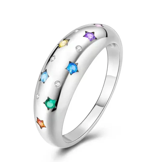Exquisite 925 Sterling Silver Butterfly Ring – Geometric Round Shape Zircon Jewelry for Women