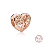 New Rose Gold Flower Charm Beads in 925 Sterling Silver - Elegant Jewelry Accents for Personalized Bracelets & Necklaces