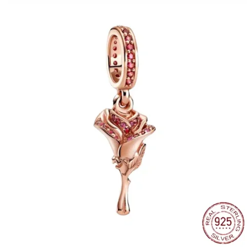 Gorgeous Rose Gold Flower Charm Beads – 925 Sterling Silver Jewelry Accents for Bracelets & Necklaces