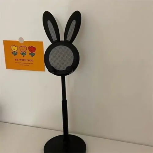 Add a Touch of Cuteness to Your Desk with this Adjustable Pink Rabbit Cartoon Phone Holder – Perfect for iPhone 13, 14, Samsung, and More!