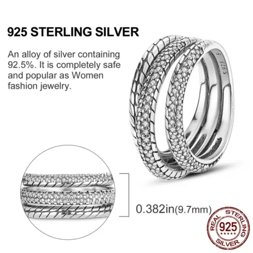 Exquisite 925 Sterling Silver Butterfly Ring – Geometric Round Shape Zircon Jewelry for Women