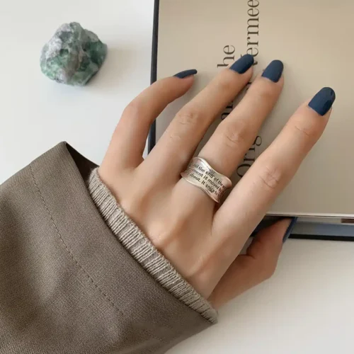 Stylish 925 Sterling Silver Letter Rings – Retro Punk Chain Design for Women & Girls, Lucky Gift Jewelry
