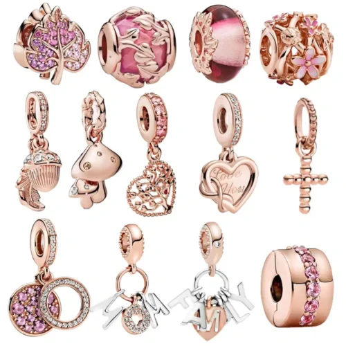 Gorgeous Rose Gold Flower Charm Beads – 925 Sterling Silver Jewelry Accents for Bracelets & Necklaces