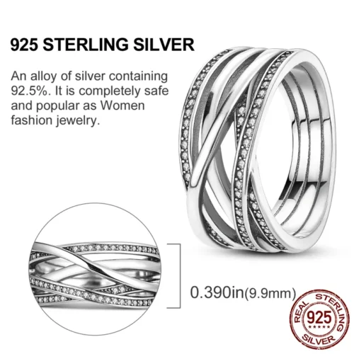 Exquisite 925 Sterling Silver Butterfly Ring – Geometric Round Shape Zircon Jewelry for Women