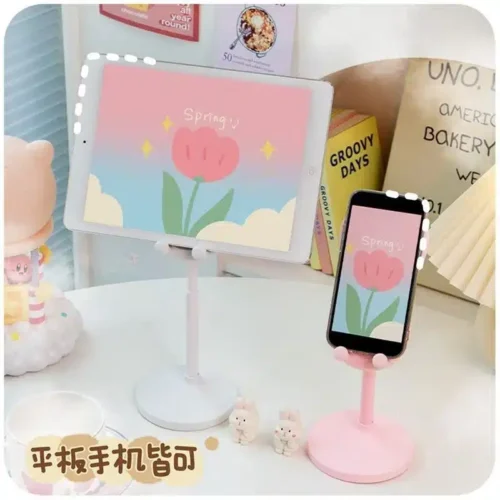Add a Touch of Cuteness to Your Desk with this Adjustable Pink Rabbit Cartoon Phone Holder – Perfect for iPhone 13, 14, Samsung, and More!