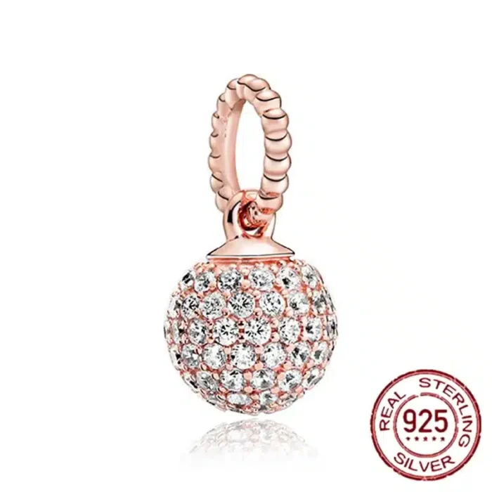 New Rose Gold Flower Charm Beads in 925 Sterling Silver - Elegant Jewelry Accents for Personalized Bracelets & Necklaces