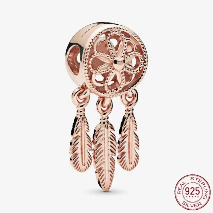 New Rose Gold Flower Charm Beads in 925 Sterling Silver - Elegant Jewelry Accents for Personalized Bracelets & Necklaces