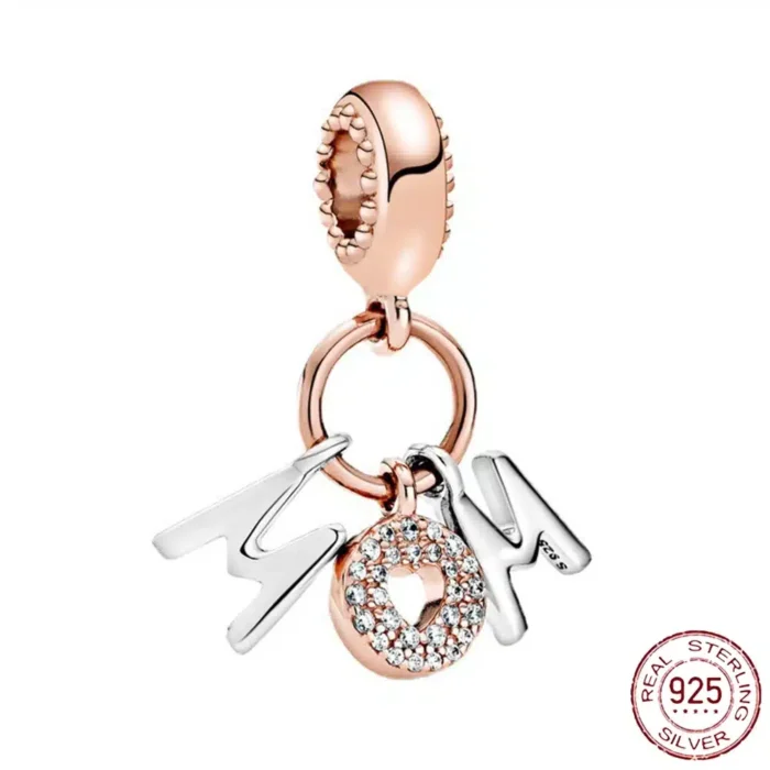 New Rose Gold Flower Charm Beads in 925 Sterling Silver - Elegant Jewelry Accents for Personalized Bracelets & Necklaces