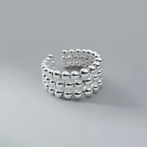 Edgy Triple Layer Punk Ring – 925 Sterling Silver Geometric Open Finger Design for Women & Girls