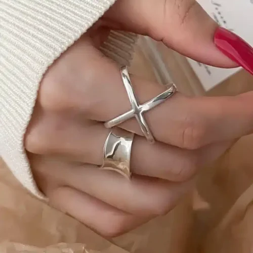 Stunning Overlapping Hollowed-Out Ring – 925 Sterling Silver Trendy Jewelry for Women