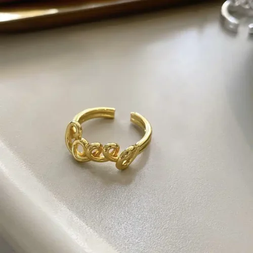 Stylish 925 Sterling Silver Letter Rings – Retro Punk Chain Design for Women & Girls, Lucky Gift Jewelry