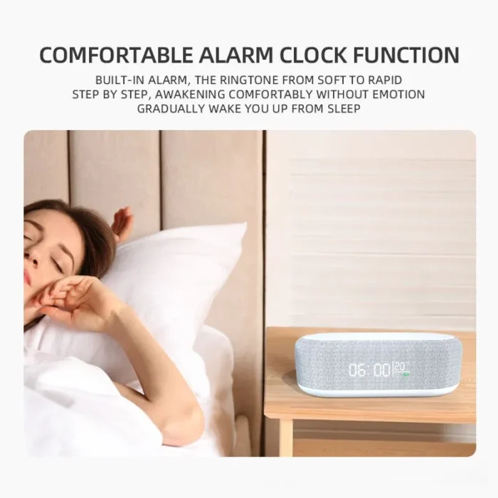 Multi-Functional Wireless Charger Alarm Clock with LED Time Display, Thermometer, and 15W Fast Charging Dock Station for iPhone and Samsung Phones