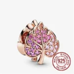 New Rose Gold Flower Charm Beads in 925 Sterling Silver - Elegant Jewelry Accents for Personalized Bracelets & Necklaces