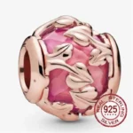 New Rose Gold Flower Charm Beads in 925 Sterling Silver - Elegant Jewelry Accents for Personalized Bracelets & Necklaces