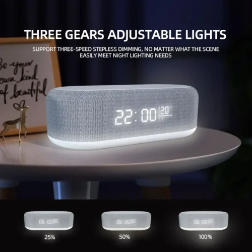 Multi-Functional Wireless Charger Alarm Clock, 15W Fast Charging Dock for iPhone & Samsung