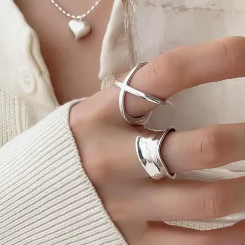 Stunning Overlapping Hollowed-Out Ring – 925 Sterling Silver Trendy Jewelry for Women