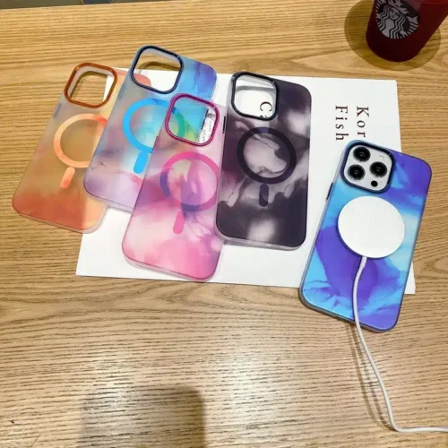 Dazzling Colors Pattern Magsafe Wireless Charging Phone Case: Luxury Protection for iPhone 11, 12, 13, 14, and 15 Pro Max Plus