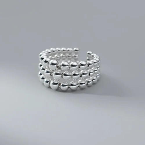 Edgy Triple Layer Punk Ring – 925 Sterling Silver Geometric Open Finger Design for Women & Girls