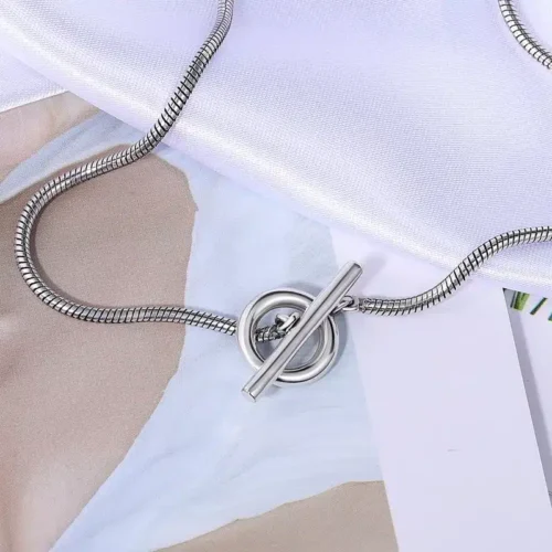 Flawless Round Circle 925 Sterling Silver Necklace – Classic Zircon Chain for Women