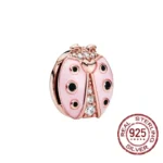 New Rose Gold Flower Charm Beads in 925 Sterling Silver - Elegant Jewelry Accents for Personalized Bracelets & Necklaces