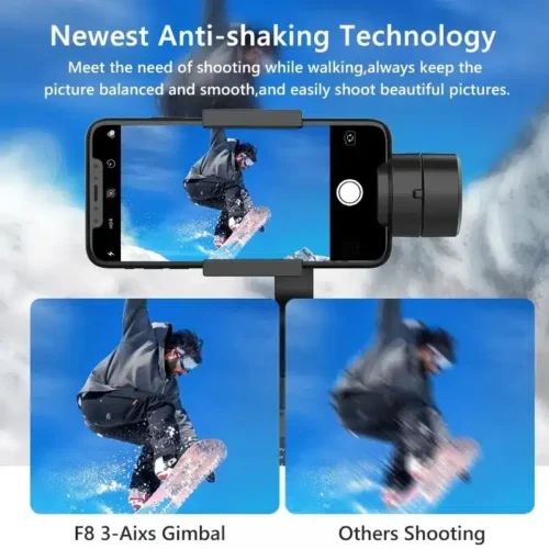F8 Handheld 3-Axis Gimbal Phone Holder, Perfect for Stabilized Videos on iPhone, Xiaomi & More