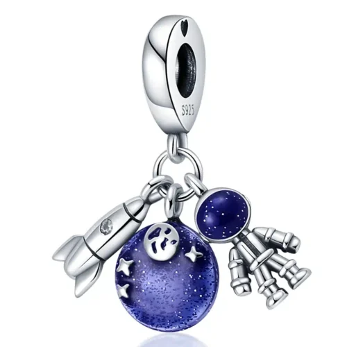 Captivating Blue Astronaut Charm – 925 Sterling Silver Bead for Luxury Bracelets & Necklaces