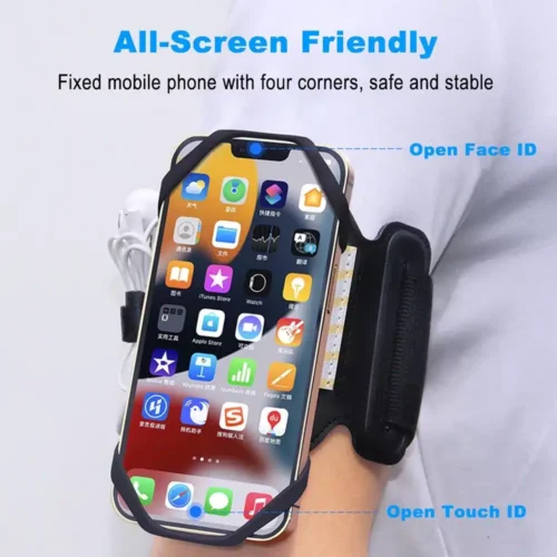 360° Rotatable Running Armband Wristband- Secure Phone Holder for Android, iOS, and Samsung, with Card Pockets – Ideal for Running and Cycling