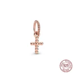 New Rose Gold Flower Charm Beads in 925 Sterling Silver - Elegant Jewelry Accents for Personalized Bracelets & Necklaces