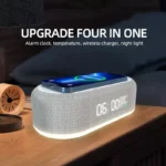 Multi-Functional Wireless Charger Alarm Clock with LED Time Display, Thermometer, and 15W Fast Charging Dock Station for iPhone and Samsung Phones