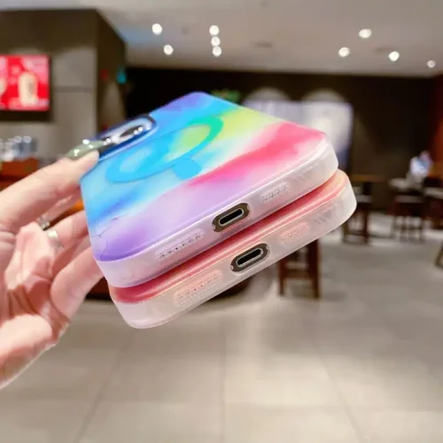 Dazzling Colors Pattern Magsafe Wireless Charging Phone Case: Luxury Protection for iPhone 11, 12, 13, 14, and 15 Pro Max Plus