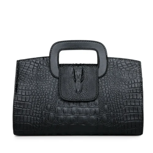 Luxury Alligator Pattern Clutch - Elegant Small Leather Shoulder or Top-Handheld Bag
