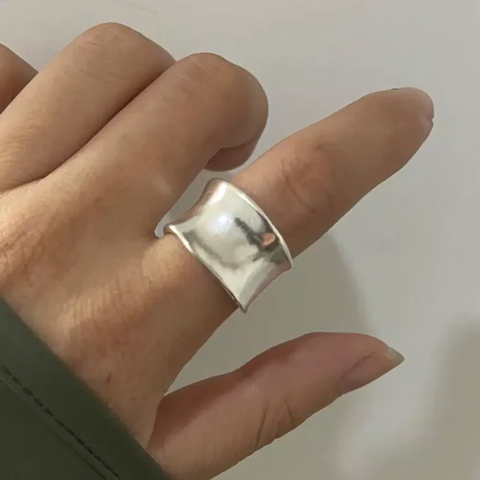 Unique Vintage Adjustable Open Heart Ring in 925 Sterling Silver – Elegant Finger Jewelry for Women