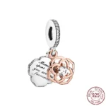 New Rose Gold Flower Charm Beads in 925 Sterling Silver - Elegant Jewelry Accents for Personalized Bracelets & Necklaces