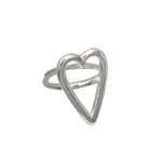 Elegant 925 Sterling Silver Love Heart Hollowed-Out Ring – Sweet Three-Layer Design for Women & Girls