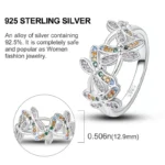 Original 925 Sterling Silver Geometric Butterfly Round Shape Cocktail Ring - Luxury Jewelry for Women | Elegant Finger Rings Collection