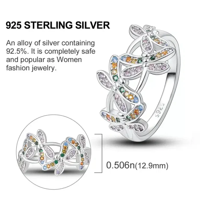 Original 925 Sterling Silver Geometric Butterfly Round Shape Cocktail Ring - Luxury Jewelry for Women | Elegant Finger Rings Collection